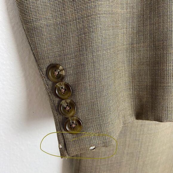 Chaps Ralph Lauren Suit Jacket Tan Wool Window Pane Plaid Men’s Size 50R - Picture 4 of 16